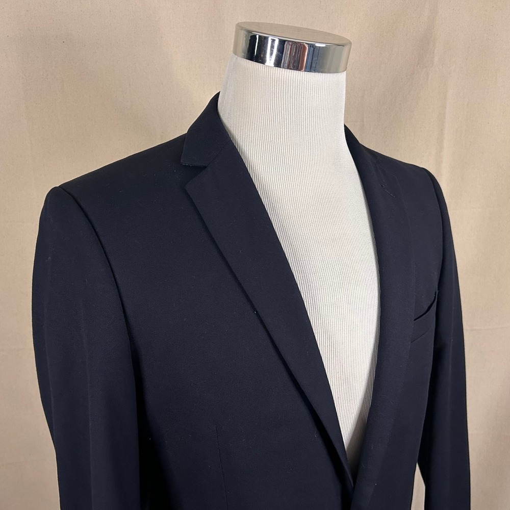 Combatant Gentlemen 40L Sport Coat 100% Wool Navy Blue Two Button Double Vented